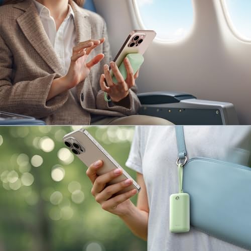 iWALK Mini Portable Charger 10,000mAh, 22.5W USB-C Fast Charging Power Bank with Built-in Cable, Travel Essential Ultra-Small Battery Pack Compatible for iPhone 17/16/16 Pro/15, Samsung, Google, Green - color: Green 22.5W