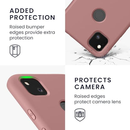 kwmobile Case Compatible with Google Pixel 4a Case - Slim Protective TPU Silicone Phone Cover - Winter Rose - color: Winter Rose