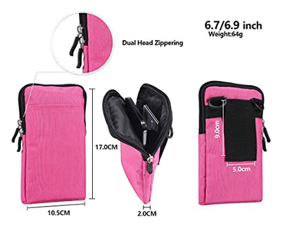 QBYVQQN Cell Phone Waist Belt Holster Mens, Waterproof Zipper Crossbody Smartphone Shoulder Messenger Bag Wallet Sling Bag - color: Rose Red, size: 7.2 INCH