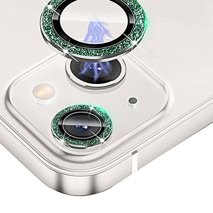 Bling Camera Lens Protector Compatible for iPhone 13/13 mini Ultra Thin/Clear Tempered Glass [Anti-Scratch][Shatter/Water/Fog-Proof] Metal Cover Protection - Green Diamond(Set of 2) - color: GreenDiamond