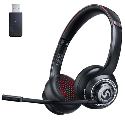 Wireless Headset with Mic for Work, Dual-Mode Headphones 50H Talk - color: Black