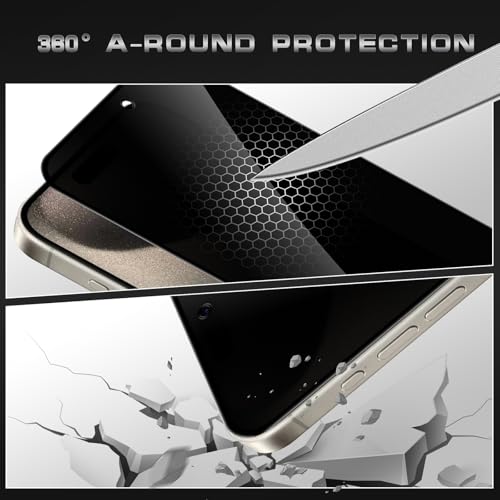 2 Pack for iPhone 15 Pro Privacy Screen Protector, Anti Spy Tempered Glass Film, Anti-Spy Protection for iPhone 15 Pro Screen Protector - size: iPhone 15 Pro