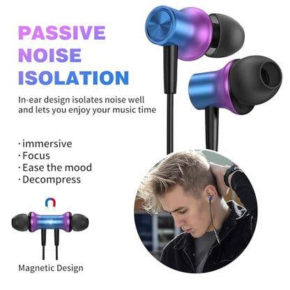 USB C Headphones Wired for iPhone 18 Pro Max Duo 17 Air 16 15 Plus/iPad - color: GradPurple