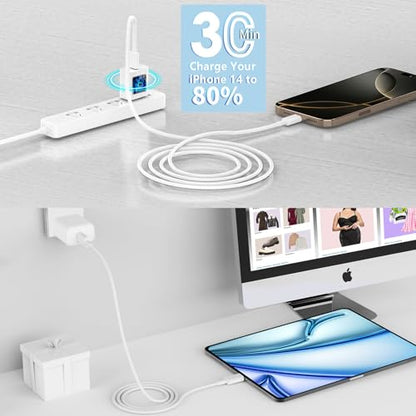 Apple MFi Certified iPhone Charger Fast Charging, 4Pack 20W USB C Charger - color: Pearl White