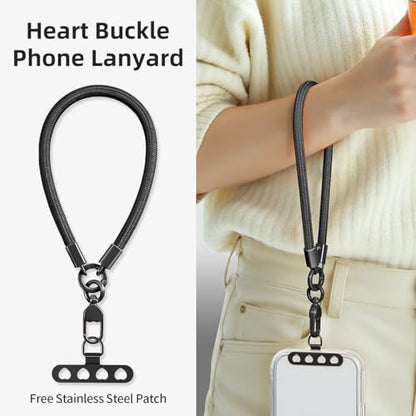 Phone Wrist Strap Lanyard Hand Wristlet with 360° Rotating Clip Stainless Steel Tether Buckle Finger Grip Strong Durable Anti-Tangle Universal for iPhone Camera Keychain Travel Dark Black - color: Dark Black