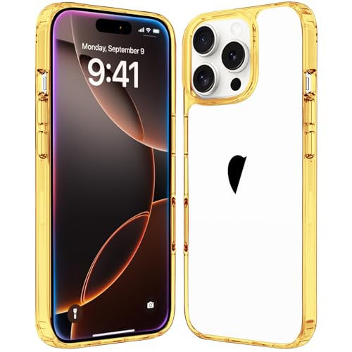 JJGoo Compatiable with iPhone 16 Pro Max Case Clear, Transparent Shockproof Phone Case, Slim Anti-Scratch Hard PC Back Protective Cover Bumper Phone Case for iPhone 16 Pro Max 6.9-Inch, Gold - color: Gold, size: for iPhone 16 Pro Max