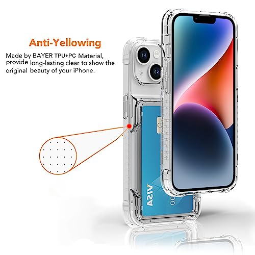 Wallet Case for iPhone 14 with 3 Credit Card Holder Slot Clear | Shockproof Hybrid Heavy Duty Protection Transparent Phone Cover (Clear) - color: Clear, size: iPhone 14