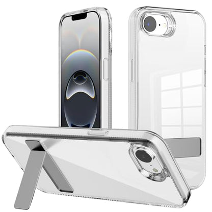 Compatible with Transparent iPhone 16e Case with Invisible Built-in Kickstand Metal Stand Shockproof TPU + Acrylic Slim Clear,Anti-Yellowing Phone Cover-Clear - color: Clear