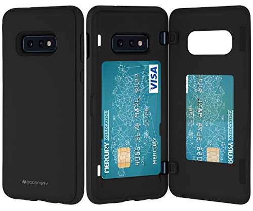 GOOSPERY Magnetic Door Bumper Compatible with Galaxy S10e, Card Holder Wallet Case Easy Magnet Auto Closing Protective Dual Layer Sturdy Phone Back Cover - Black - color: Black, size: Galaxy S10E