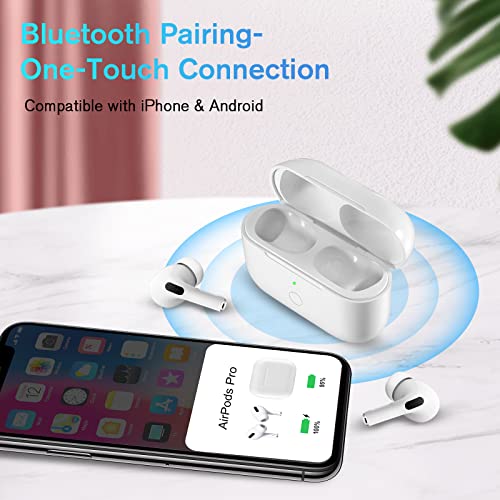 Compatible for AirPods Pro 2nd & 1st Generation Charging Case Replacement, Compatible for Wireless AirPods Pro 2 1 Charger Case with Bluetooth Pairing Sync Button, Built-in Large Battery - color: white