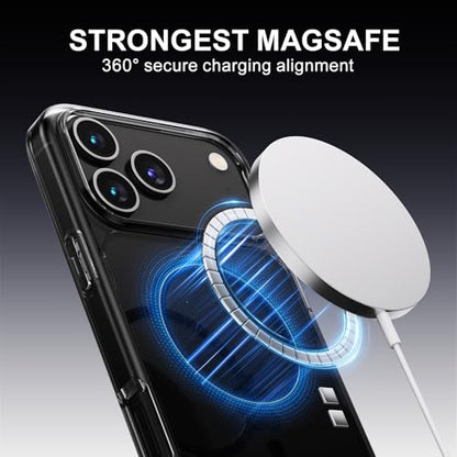 PAUL B for 2025 iPhone 17 Pro Max Case (Compatible with MagSafe) Military Grade Drop Protection(Drop Tested up to 13FT) Anti Yellowing|Magnetic Rugged Shockproof Phone Cover (Clear Black, iPhone 17 PM - color: Clear Black, size: iPhone 17 Pro Max