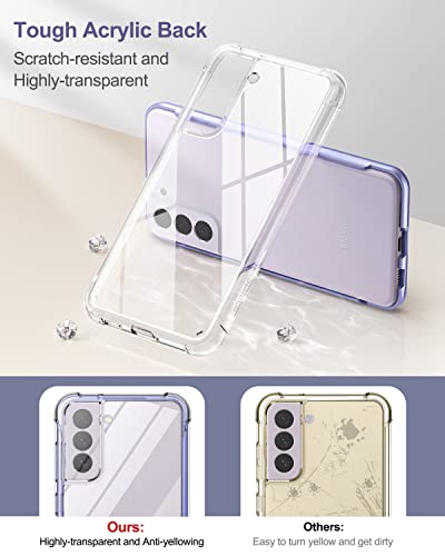 SURITCH for Samsung Galaxy S21 FE Clear Case 6.4" (Only), [Built-in Screen Protector] Full Body Protective Hard Shell+Soft TPU Phone Case for Samsung S21 FE -(Lavender Blue Edge) - color: Lavender Blue Edge