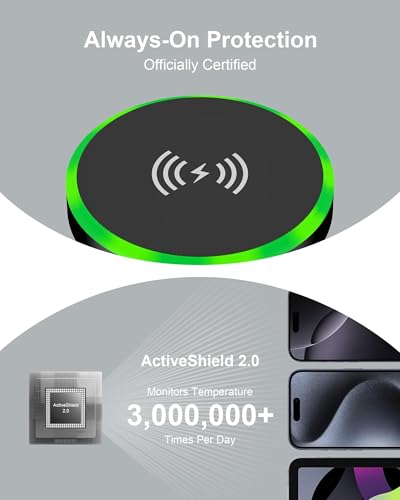 Android MagSafe Wireless Charger Pad with Stand– 15W Fast Charging Magnetic - color: 2*Black