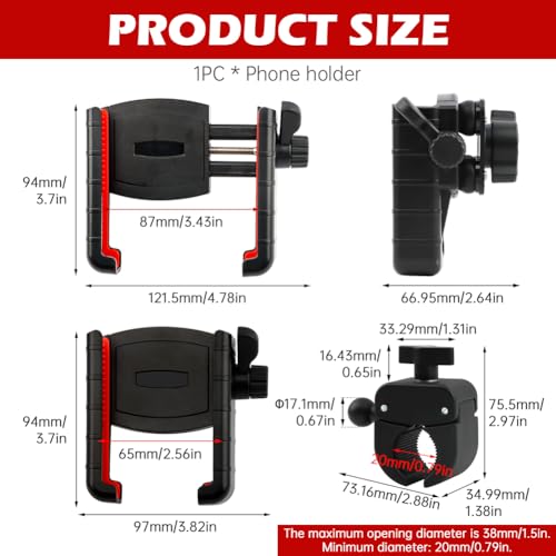 3rd Gen Shockproof Bike Phone Holder with Secure Lock for 4.7-7'' Phones