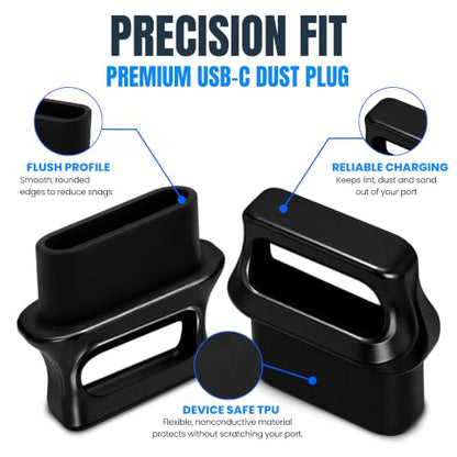 USB C Dust Plugs 10 Pack with Easy Grip Tabs and Cleaning Brush, Black - color: Black, size: 10 Pack