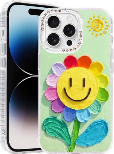 Compatible with iPhone 12 Pro Max Case,with [Soft Slim][Camera Protection] Cute Rainbow Flower Aesthetic Phone Cover Anti-Yellowing Shockproof Protective Cover for Women Girl-Green - color: Green, size: iPhone 12 Pro Max
