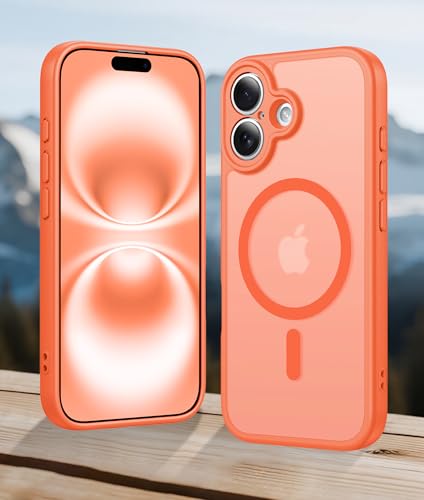 for iPhone 16 Plus Case,[Compatible with MagSafe] [Military Drop Protection] Full Camera Protection Shockproof Slim Translucent Matte Protective Phone Cover for iPhone 16 Plus 6.7-Inch-Orange - color: orange, size: iPhone 16 Plus
