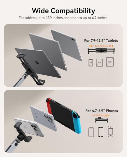 ORICO Tablet Stand, 3-Section Aluminum arm, 4-axis Adjustment, RA1, Silver - color: Silver