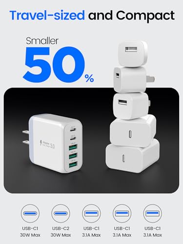 60W USB C Charger Block 2-Pack with 10FT USB-C Cable for iPhone 17/16/15 - color: Cream