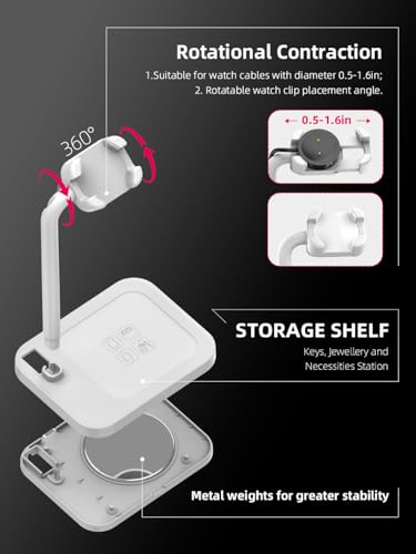 Universal Smart Watch Dock, Adjustable Telescopic Charging Stand - color: White Universal Watch Bracket
