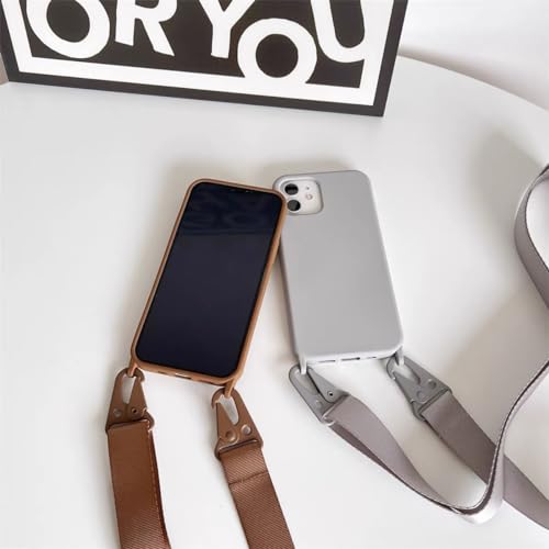 Crossbody Phone Case Compatible with iPhone 6/7/8/SE2/SE3, Cute Soft Silicone Cover with Lanyard Adjustable Shoulder Strap Shockproof Protector Women Girls Brown - color: Brown, size: iPhone 6/7/8/SE2/SE3