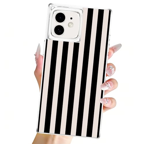 Clear Case for iPhone 11 6,1", Aesthetic Striped Pattern Transparent Cover, Cute Stripes Design, No Yellowing Soft TPU Shockproof Protective Bumper Shell for Women Girls, Black - color: Black, size: iPhone 11