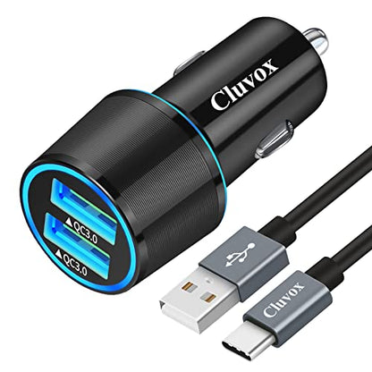 36W Fast USB Car Charger for Samsung A57/A56/A55/A37/A17/A16/A36 Android - color: Black