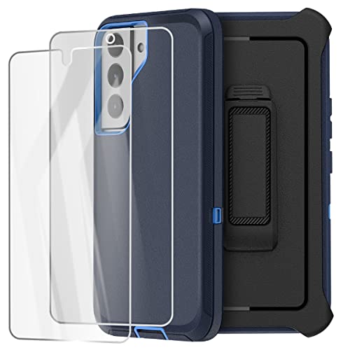 AICase Belt-Clip Holster Case for Galaxy S22 with Screen Protector, Heavy Duty Drop Protection Full Body Rugged Shockproof/DustProof Military Grade Tough Durable Cover for Samsung Galaxy S22 - color: Navy with Belt Clip