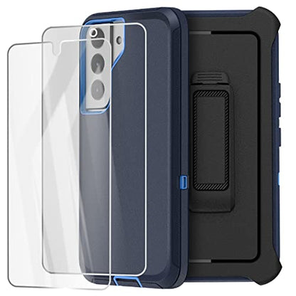 AICase Belt-Clip Holster Case for Galaxy S22 with Screen Protector, Heavy Duty Drop Protection Full Body Rugged Shockproof/DustProof Military Grade Tough Durable Cover for Samsung Galaxy S22 - color: Navy with Belt Clip