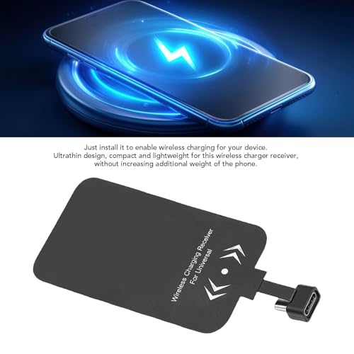 Wireless Charging Receiver, Ultra Thin USB C Wireless Charger Receiver Module, Works with All Charging Pads, Upgrade for and USB Type C Phones