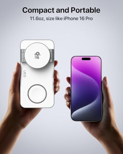 UEQ 3-in-1 Charging Station for Apple Devices,QI2.2 25W Ultra-Fast Magnetic Wireless Charger Stand,Compatible with MagSafe,Foldable Travel Charger for iPhone Air/17/16/15/14/13/12,Apple Watch,AirPods - color: White