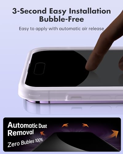 UNBREAKcable 4PCS Screen Protector for iPhone 14 Pro - 2 Privacy Tempered Glass+2 Clear Glass Double Shatterproof [Installation Frame] [9H Hardness] [Case Friendly] Anti-Scratch for iPhone 6.1 inch - size: iPhone 14 Pro