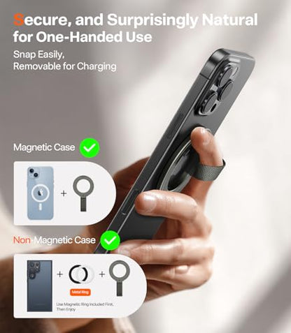 TORRAS (Gen6.0) Magnetic Phone Grip Ring Holder Kickstand, Bronze Black - color: Brown Black w/ Braided Nylon Strap
