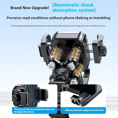 Universal Shock Absorbing Phone Mount for Motorcycle Handlebar Secure Silicone Grip Vibration Damping Technology Stable Riding Companion