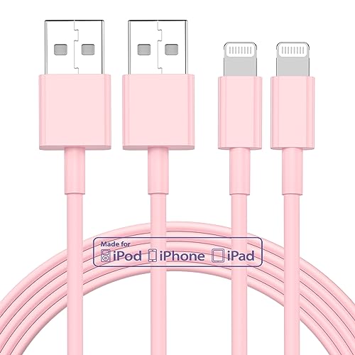 2pack 10ft iPhone Charger, [Apple MFi Certified] Long iPhone Charger Cord 10 ft, Apple Lightning to USB Cable, 10 Foot Fast Charging Cords for iPhone Charger 14/13/12/11/13 Pro/13 Max/X/XS/XR/XS,Pink - color: Pink, size: 10ft