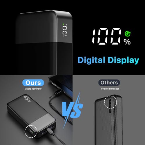 NOBIS Portable Charger 45W 20000mAh Power Bank Fast Charging - color: Black