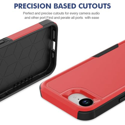 for iPhone 16E / iPhone 17E Case: Dual Layer Protective Heavy Duty Cell Phone Cover Shockproof Rugged with HD Screen Protector - Military Protection Bumper Tough - for iPhone 16E / iPhone 17E, Red - color: Red (PC) + Black (TPU)