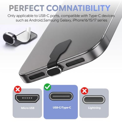 15Pcs Aluminium Anti-Lost USB C Dust Plug Cover for iPhone 17/16/15 Series - size: 15Pcs Aluminium Dust Plug