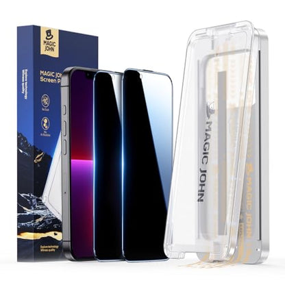 MAGIC JOHN 3rd Gen Upgraded for iPhone 13 Pro Max/iPhone 14 Plus Privacy Screen Protector 6.7 Inch, 25°Anti-Spy Screen, Shockproof Tempered Glass, Auto Dust-Removal, Bubble Free, Easy Installation, 2 Pack - size: iPhone 13 Pro Max/14 Plus-6.7''