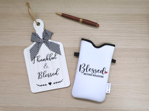 Tainada Neoprene Crossbody Neck Phone Sleeve Pouch (Blessed Beyond Measure) | Lightweight small cellphone pocket holder case bag w/adjustable strap; Original design, made in Taiwan; Fits most smartphones - color: Blessed Beyond Measure