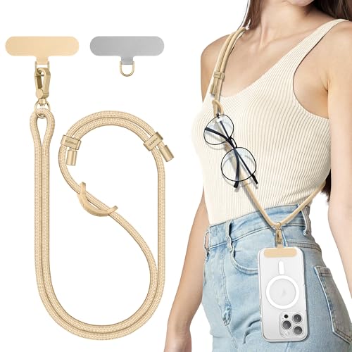SURPHY Phone Lanyard Crossbody, Phone Strap Crossbody with 2 Tether Tabs - color: Khaki