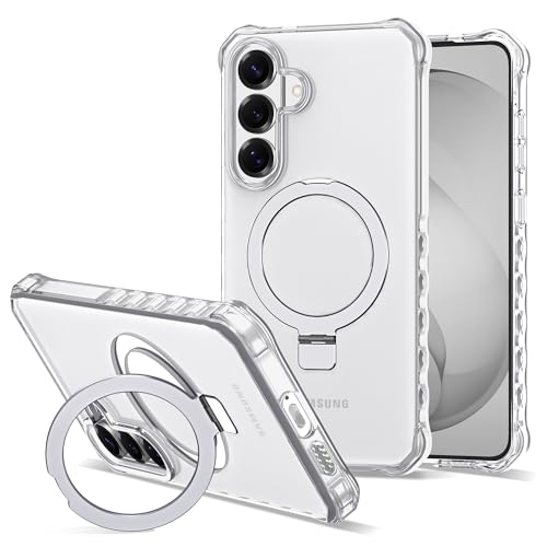 Compatible with Samsung Galaxy S26 Case 6.3'' Cute Wavy Frame with Magnetic Stand [Compatible with Mag-Safe] Military-Grade Translucent Phone Case for S26, Translucent - color: Translucent, size: Samsung Galaxy S26