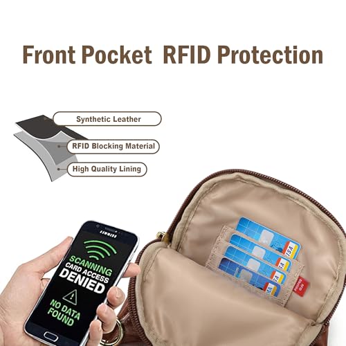 Travel Small Sling Bag for Women Anti Theft Crossbody Bags Phone Purse Cross Body Fanny Pack Over the Shoulder Bags(Brown) - color: Brown Dark