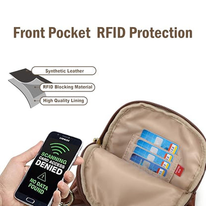 Travel Small Sling Bag for Women Anti Theft Crossbody Bags Phone Purse Cross Body Fanny Pack Over the Shoulder Bags(Brown) - color: Brown Dark
