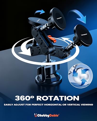 chubbycable ChubbyGrip Magnetic Car Phone Mount with Heavy-Duty Suction Cup - color: ChubbyGrip Pro (Magnetic)-Orange