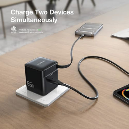 65W GaN Retractable USB-C Charger Wall Charger