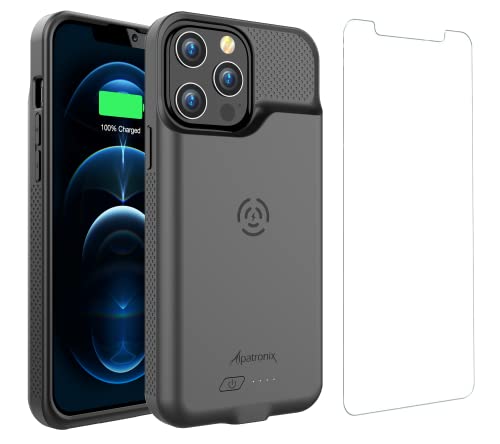 Alpatronix Battery Case for iPhone 14 Pro and iPhone 14 (6.1 inch), Strong Slim Portable Protective Extended Charging Cover with Wireless Charging, Apple Pay, CarPlay (BX14Pro) – Black - size: 6.1 inch
