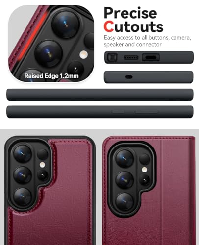 OCASE for Samsung Galaxy S26 Ultra Detachable Wallet Case with Card Holder, [2 in 1] PU Leather Flip Folio Case with RFID Blocking Stand Wrist Strap Shockproof Phone Cover 2026, Burgundy - color: Burgundy, size: Samsung Galaxy S26 Ultra