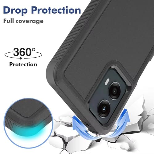 for Moto G 5G 2024 Case Dual Layer Hard Shockproof Protective Case with Tempered Glass Screen Protector Heavy Duty Hybrid Full Body Anti-Scratch Anti-Slip Phone Cover Black - color: Moto G 5G 2024