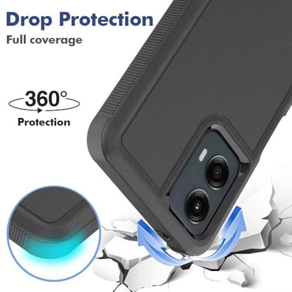 for Moto G 5G 2024 Case Dual Layer Hard Shockproof Protective Case with Tempered Glass Screen Protector Heavy Duty Hybrid Full Body Anti-Scratch Anti-Slip Phone Cover Black - color: Moto G 5G 2024